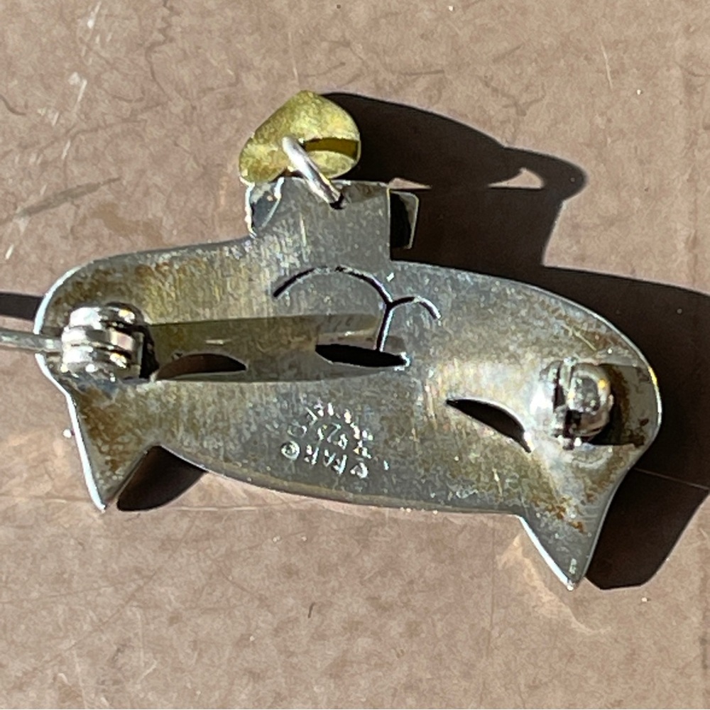 MCM Sterling Silver Cat Brooch Signed With Heart Collar - Picture 4 of 6